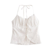 Amber Eyelet Embroidery White Halter Top