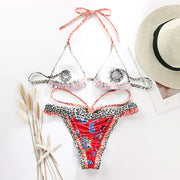 Lenny Vintage Floral Print Ruffled Bikini Set