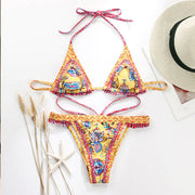 Lenny Vintage Floral Print Ruffled Bikini Set