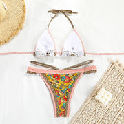 Lenny Vintage Floral Print Ruffled Bikini Set