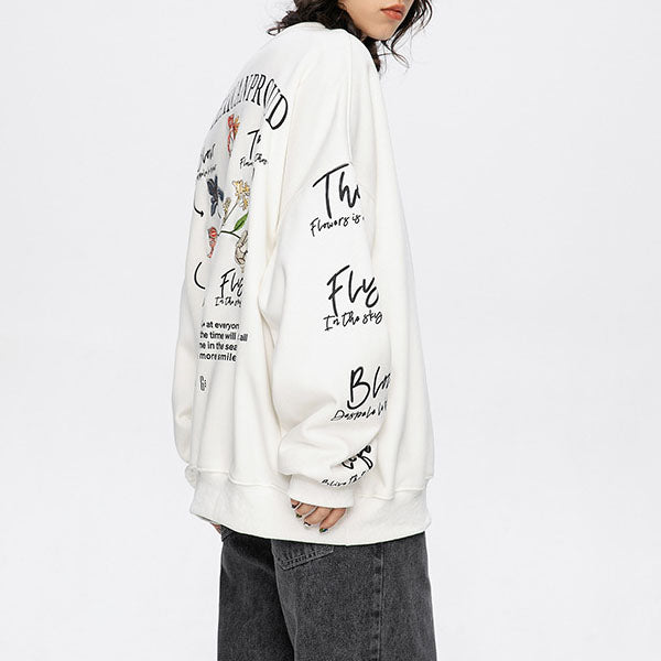 Isa Floral Embroidery Pullover SweatShirt