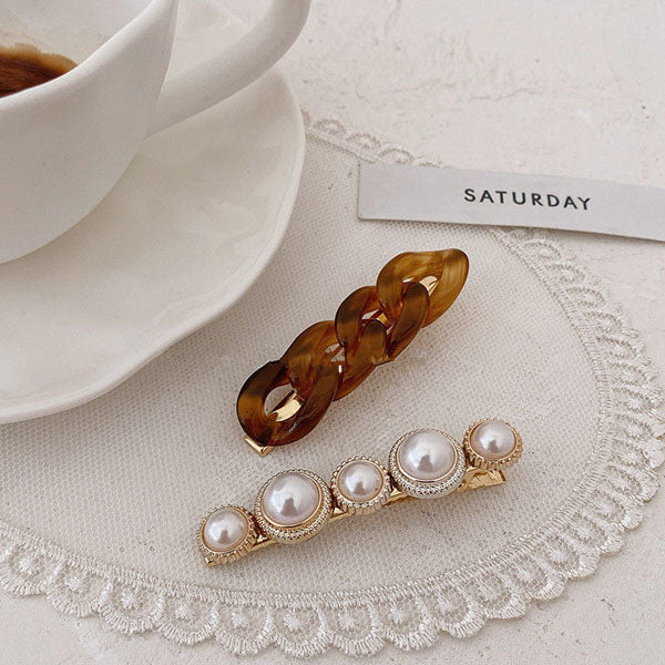 Lynna Faux Pearl Chain Hair Pin Set