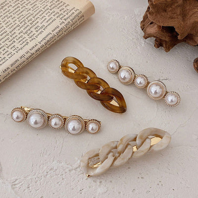 Lynna Faux Pearl Chain Hair Pin Set