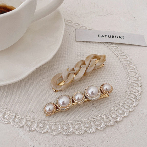 Lynna Faux Pearl Chain Hair Pin Set