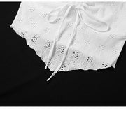 Kelsie Floral Embroidery Print Halter Crop Top