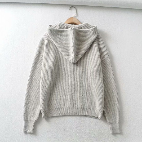Belinda Ribbed Style Hoodie Sweater