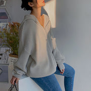 Belinda Ribbed Style Hoodie Sweater