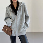 Merille Zipper Front Oversize Hoodie Sweater