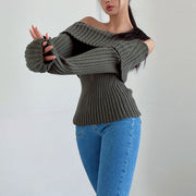 Nico Off The Sholder Ribbed Knit Sweater