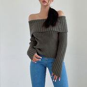 Nico Off The Sholder Ribbed Knit Sweater