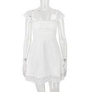 Lalisa Lace Trim Ruched Front Mini Dress