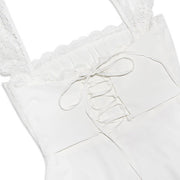 Lalisa Lace Trim Ruched Front Mini Dress