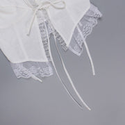 Lindsay Lace Trim White Tie Front Top