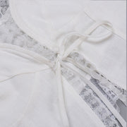 Lindsay Lace Trim White Tie Front Top
