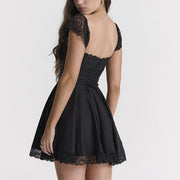 Lalisa Lace Trim Ruched Front Mini Dress