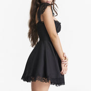 Lalisa Lace Trim Ruched Front Mini Dress