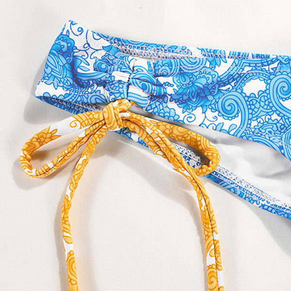 Winnie Amoeba Print Bandeau Style Bikini