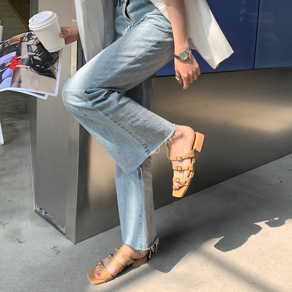 Julia Multi Strap Open Toe Slide Sandals
