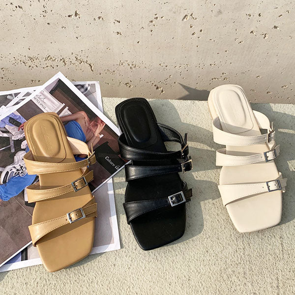 Julia Multi Strap Open Toe Slide Sandals