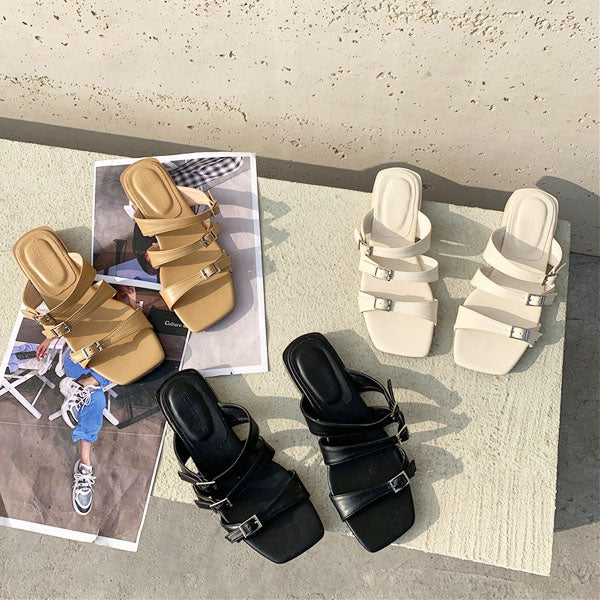 Julia Multi Strap Open Toe Slide Sandals