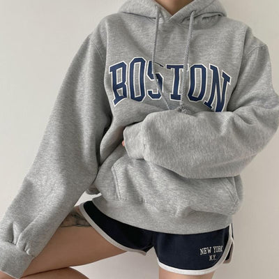 Emilia Boston Oversize Grey Sweater Hoodie