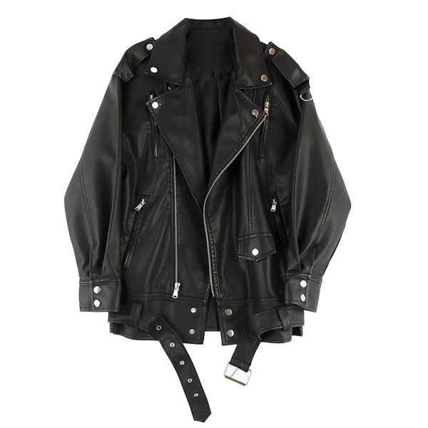 Alivia Black Oversize Vegan Leather Moto Jacket – The Wildflower Shop