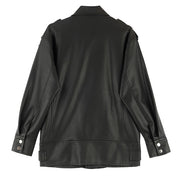 Alivia Black Oversize Vegan Leather Moto Jacket