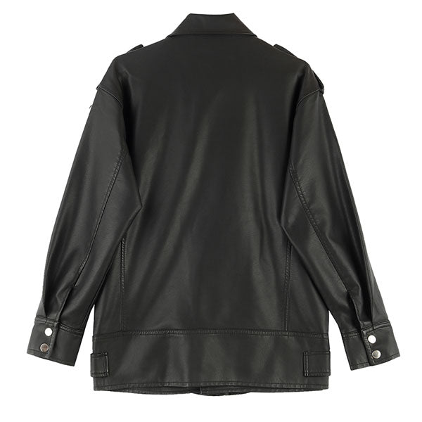 Alivia Black Oversize Vegan Leather Moto Jacket – The Wildflower Shop