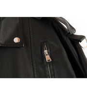 Alivia Black Oversize Vegan Leather Moto Jacket