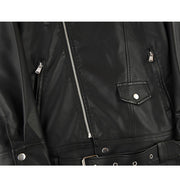 Alivia Black Oversize Vegan Leather Moto Jacket