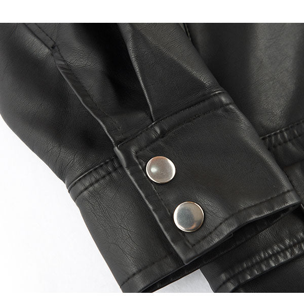 Alivia Black Oversize Vegan Leather Moto Jacket