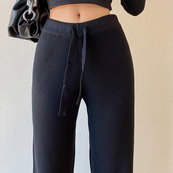 Marissa Ribbed Knit Wide Leg Pants