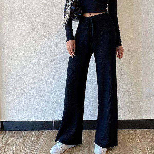 Marissa Ribbed Knit Wide Leg Pants