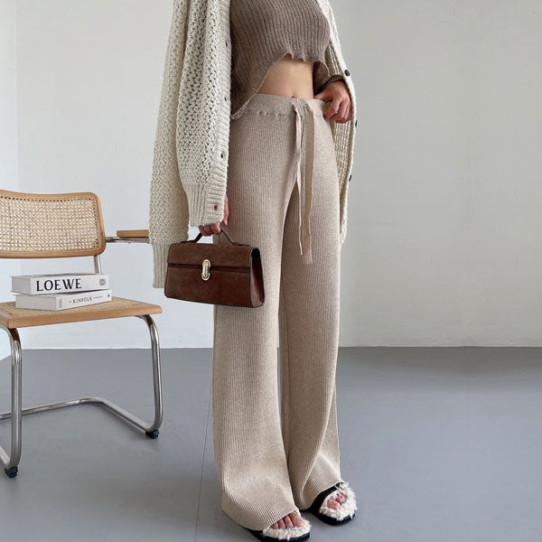 Marissa Ribbed Knit Wide Leg Pants