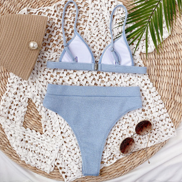 Hollie Ribbed Style Triangle Top Bikini