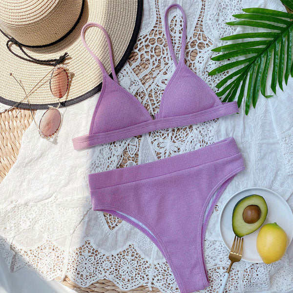 Hollie Ribbed Style Triangle Top Bikini