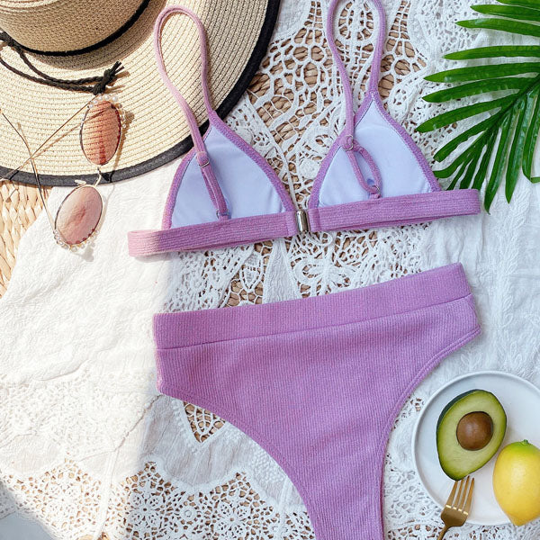 Hollie Ribbed Style Triangle Top Bikini