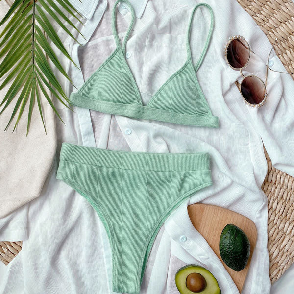 Hollie Ribbed Style Triangle Top Bikini
