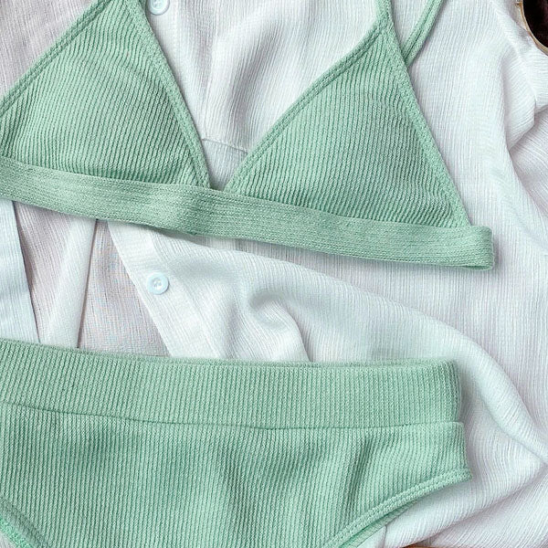 Hollie Ribbed Style Triangle Top Bikini