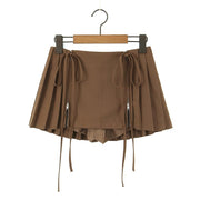 Loraine Pleated Zip Front Mini Skirt