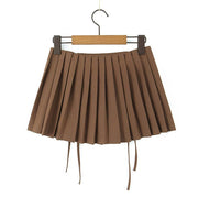 Loraine Pleated Zip Front Mini Skirt