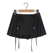 Loraine Pleated Zip Front Mini Skirt