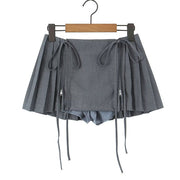 Loraine Pleated Zip Front Mini Skirt