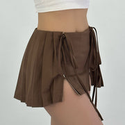 Loraine Pleated Zip Front Mini Skirt