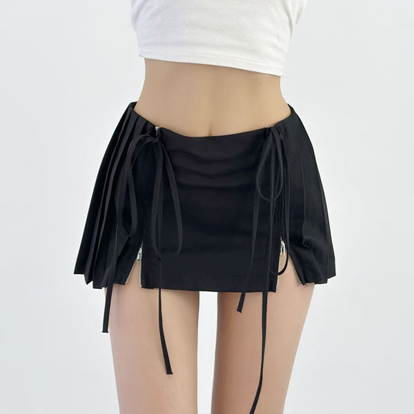 Loraine Pleated Zip Front Mini Skirt – The Wildflower Shop
