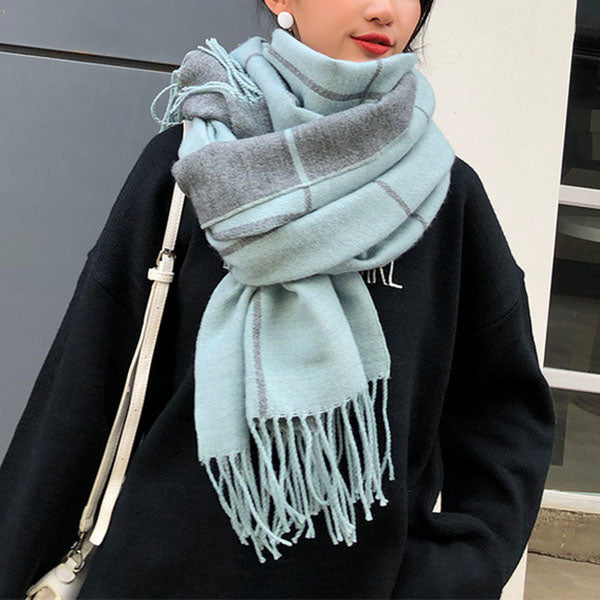 Maggie Plaid Tassel Shawl