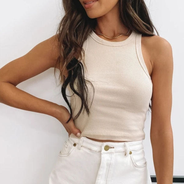 Eve Basic Ribbed Racer Crop Top
