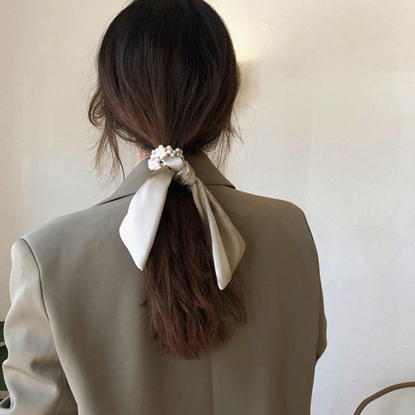 Chrissie Pearl Scarf Ponytail Holder