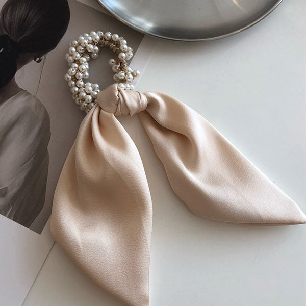 Chrissie Pearl Scarf Ponytail Holder