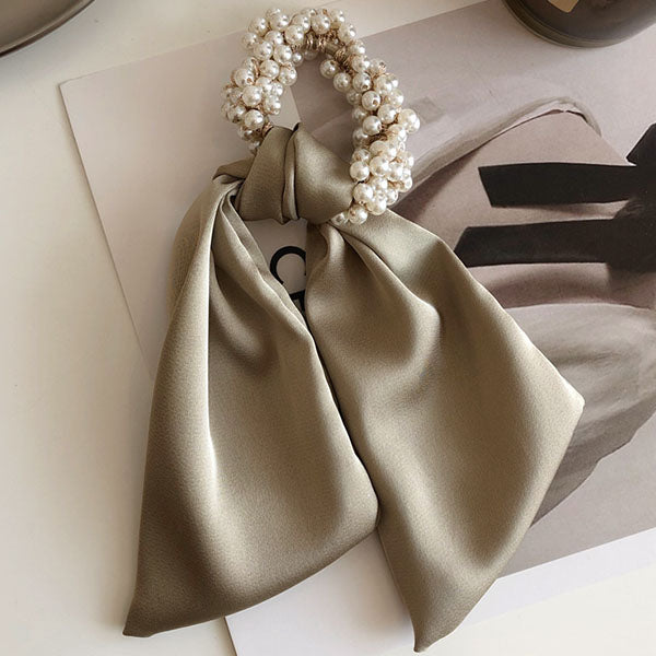 Chrissie Pearl Scarf Ponytail Holder